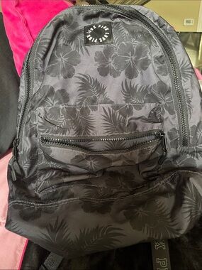 PINK Victoria's Secret Black Floral Hibiscus Backpack